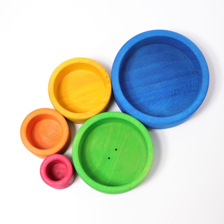 Grimm's Arcobaleno Blu set 5 ciotole legno impilabili