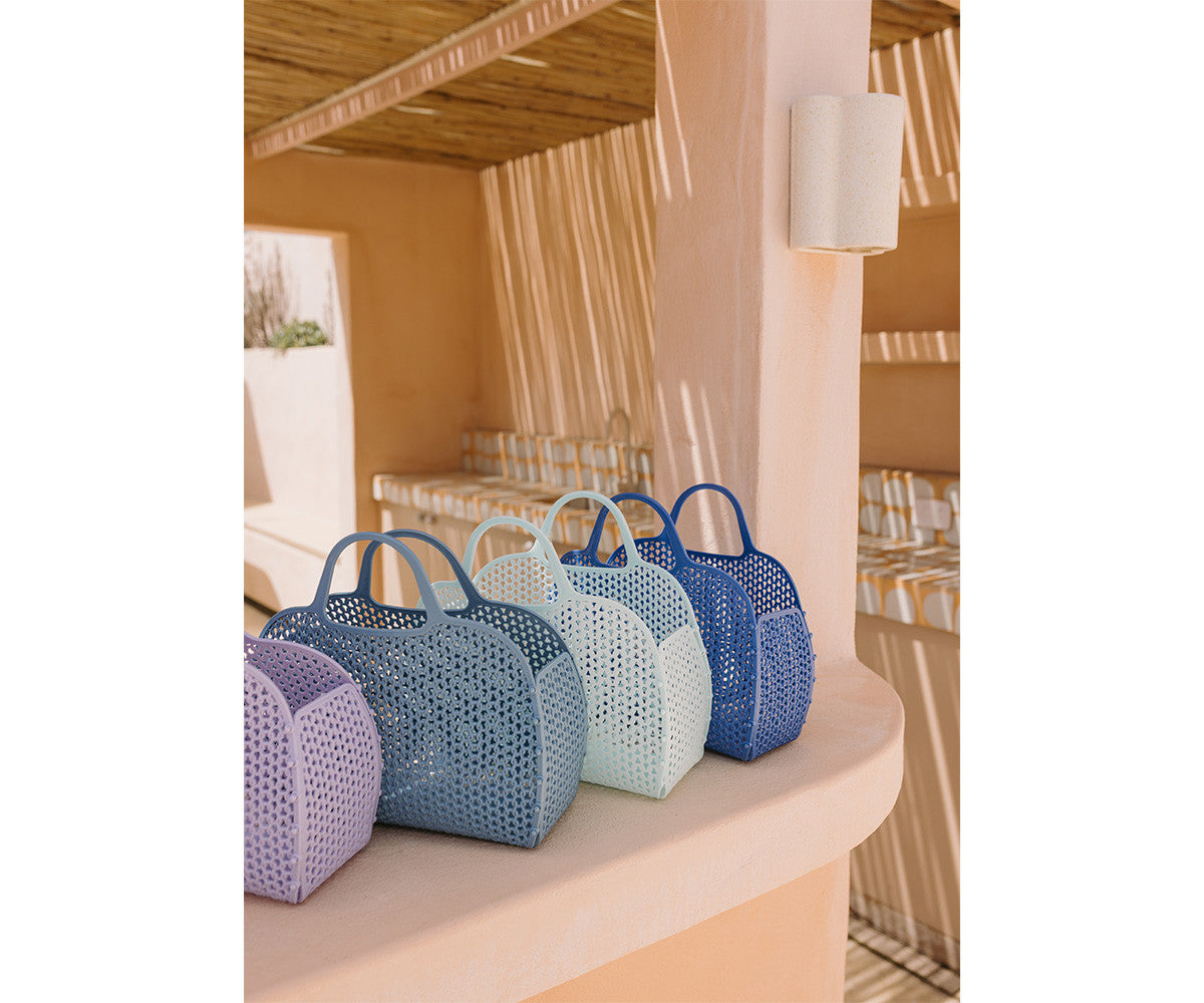 Monnëka Retro Vintage borsa spiaggia bimbo blu rete