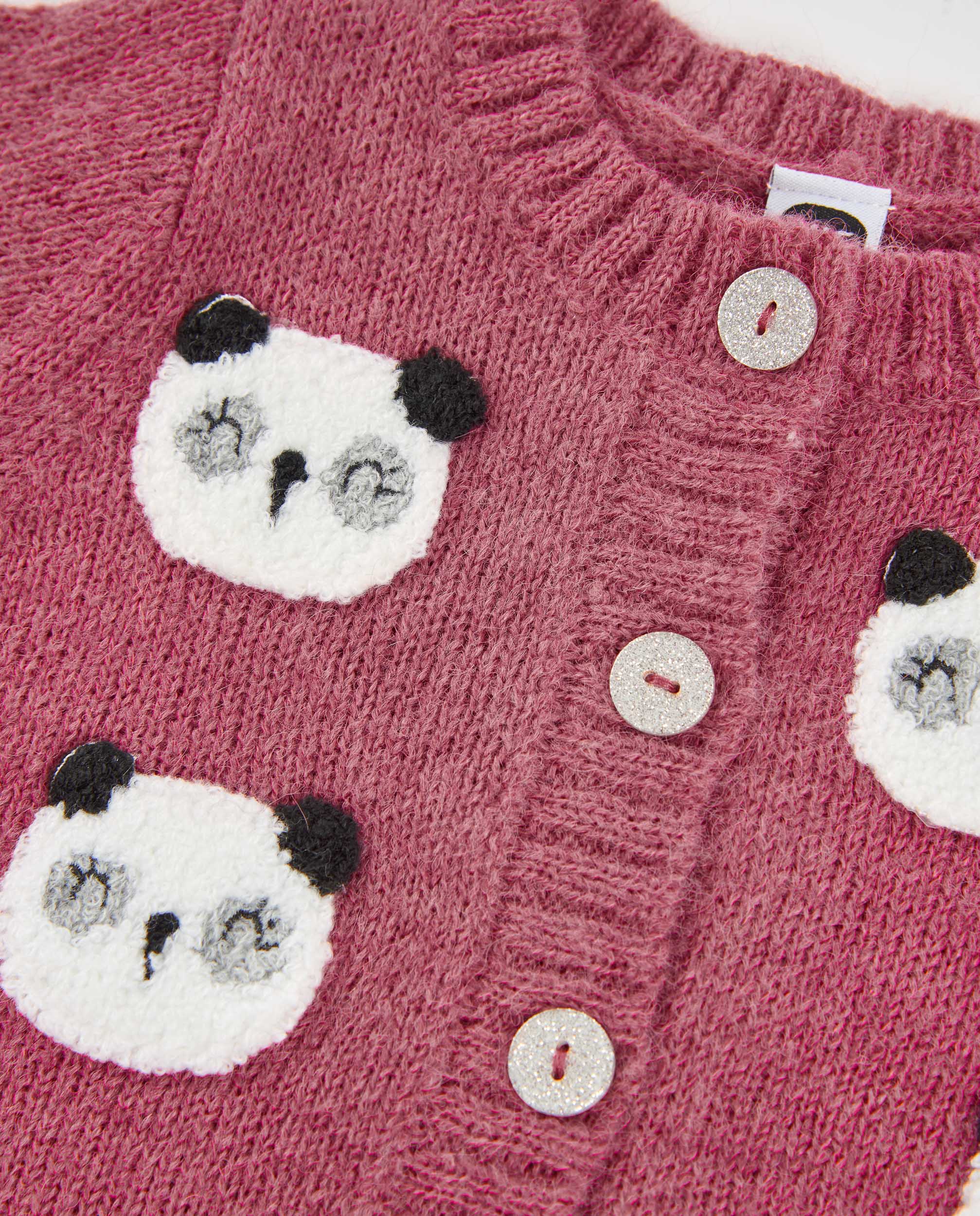 Tuc Tuc NY Fun cardigan bimba viola panda ricamato