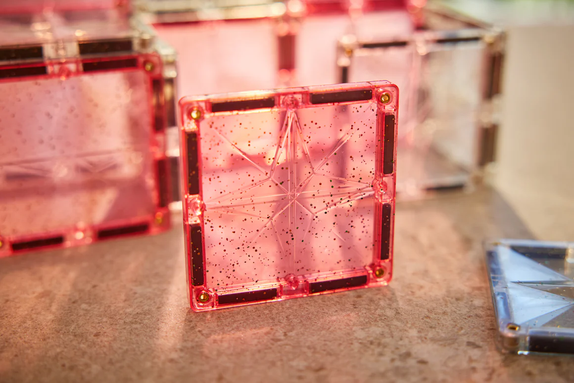 Cleverclixx Glitter Tiles 16 pezzi costruzioni magnetiche rosa