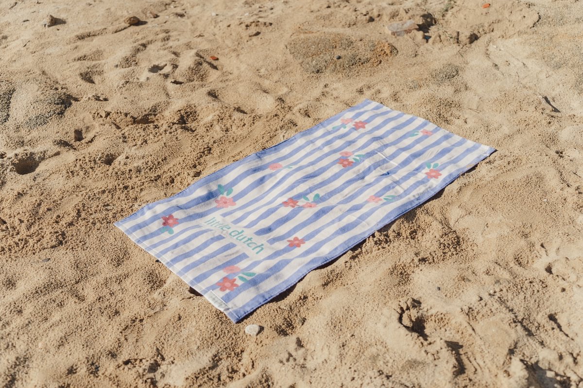 Little Dutch telo mare righe lilla fiori 60x120 cotone