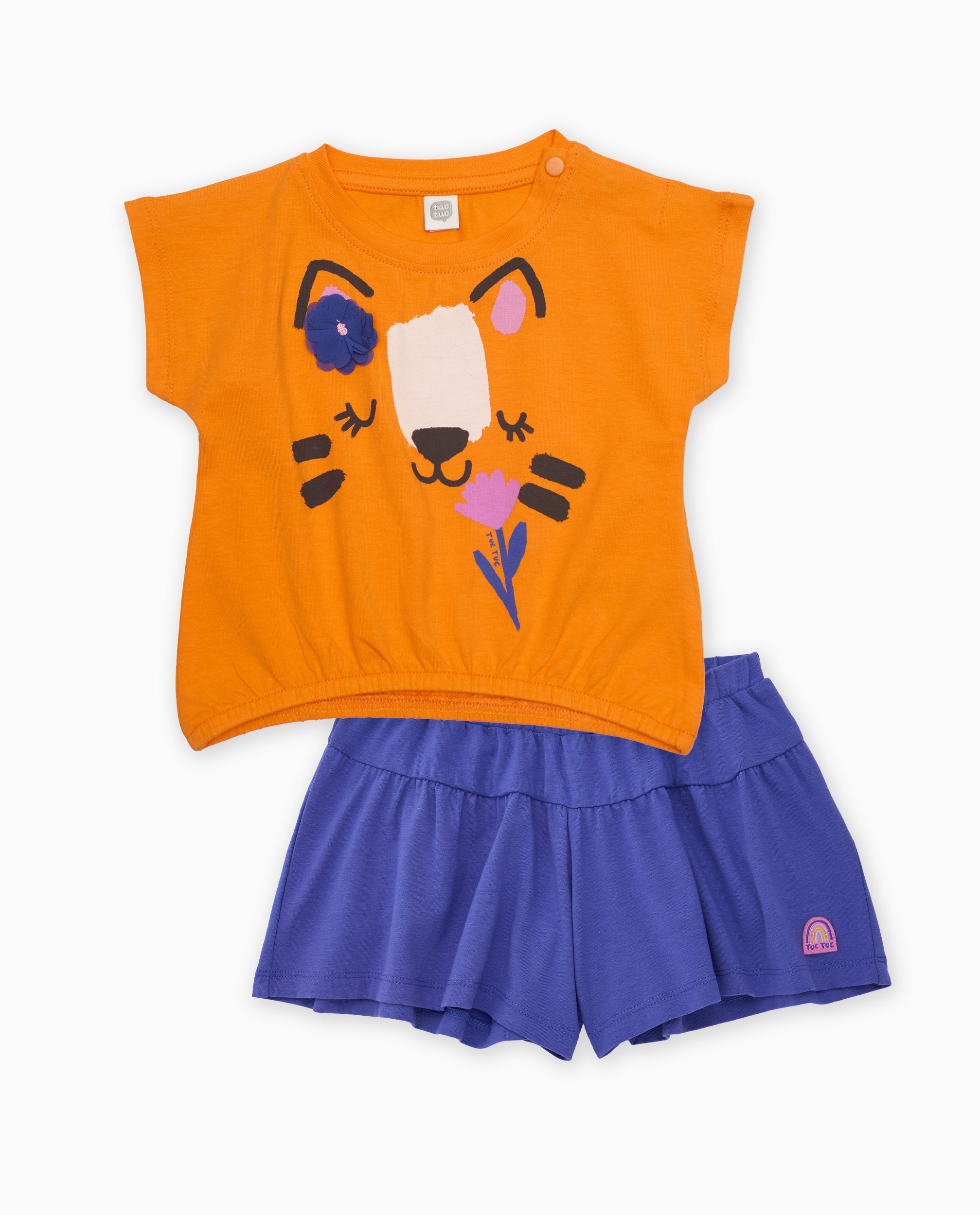 Tuc Tuc completo bambina maglia shorts arancione