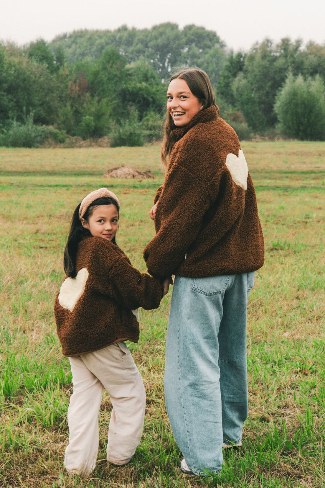 Ella and Rapha Heart giacca teddy marrone pile bimbi