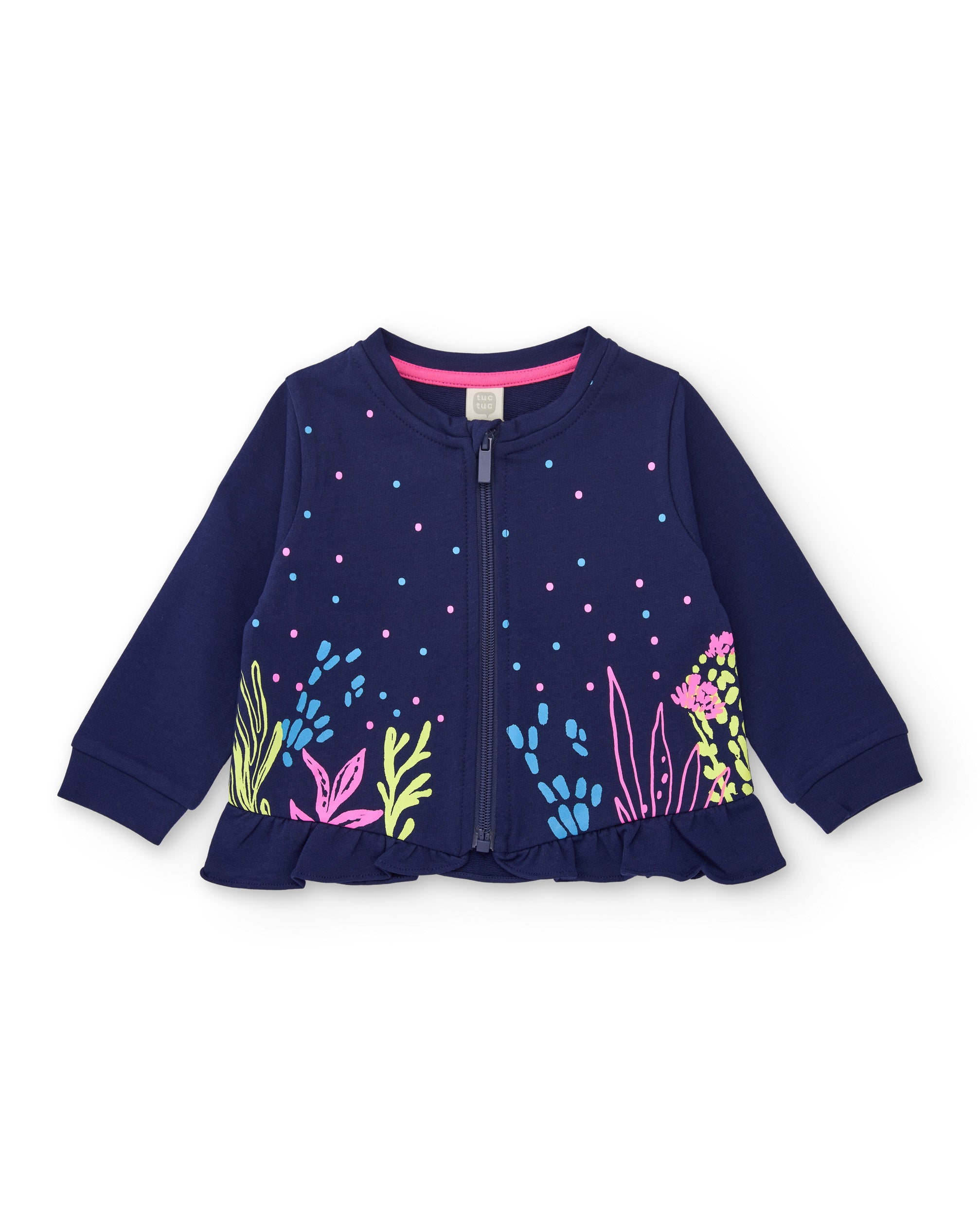 Tuc tuc felpa bambina blu con zip e volant