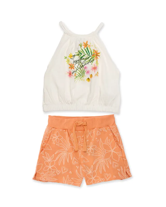 Tuc Tuc completo bimba top + shorts bianco tropicale