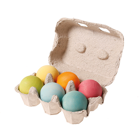 Grimm's 6 Palline Legno Grandi Pastello arcobaleno
