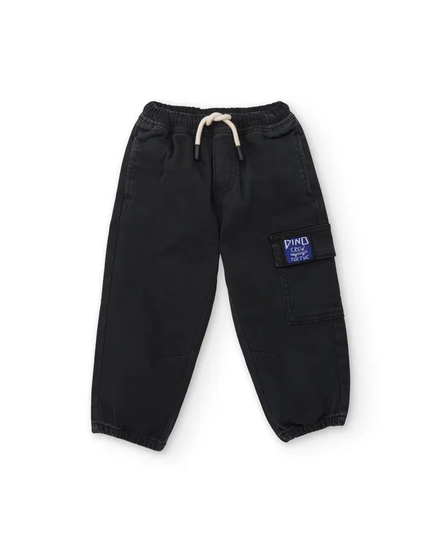 Tuc Tuc Dino Roll Jeans Bimbo Nero vita elasticizzata