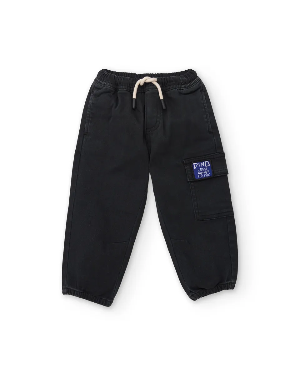 Tuc Tuc Dino Roll Jeans Bimbo Nero vita elasticizzata