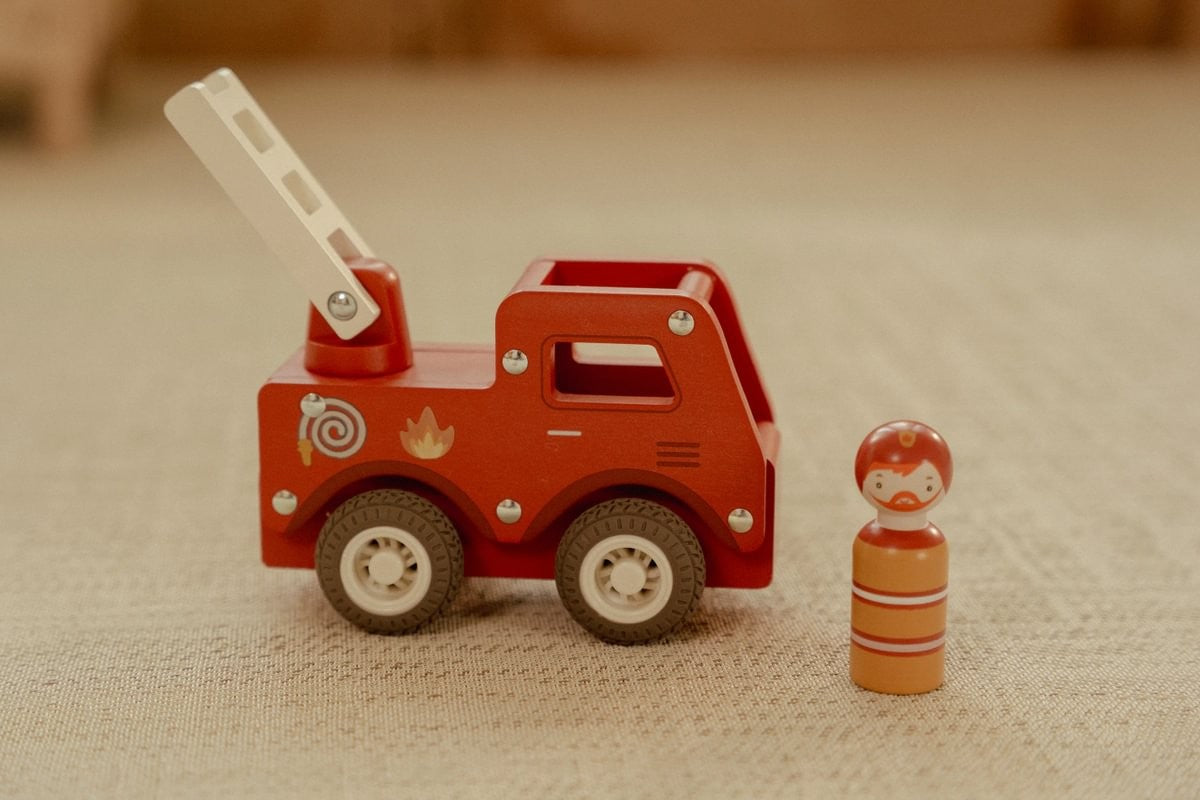 Little Dutch camion pompieri giocattolo legno con scala