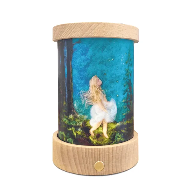 Toverlux Lanterna Legno Ricaricabile USB con Paralume 10 cm