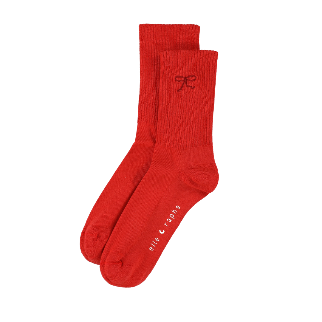 Ella and Rapha Bow calzini rossi cotone taglia 37-41