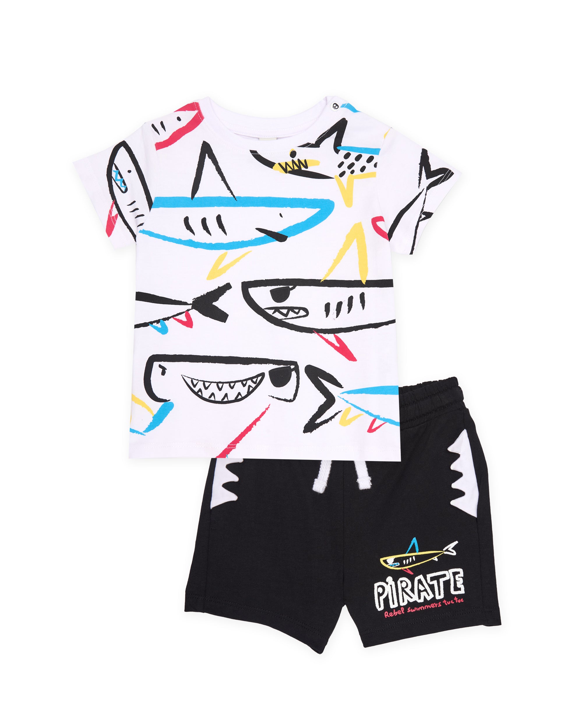 Tuc Tuc completo bambino maglia bermuda bianco squalo