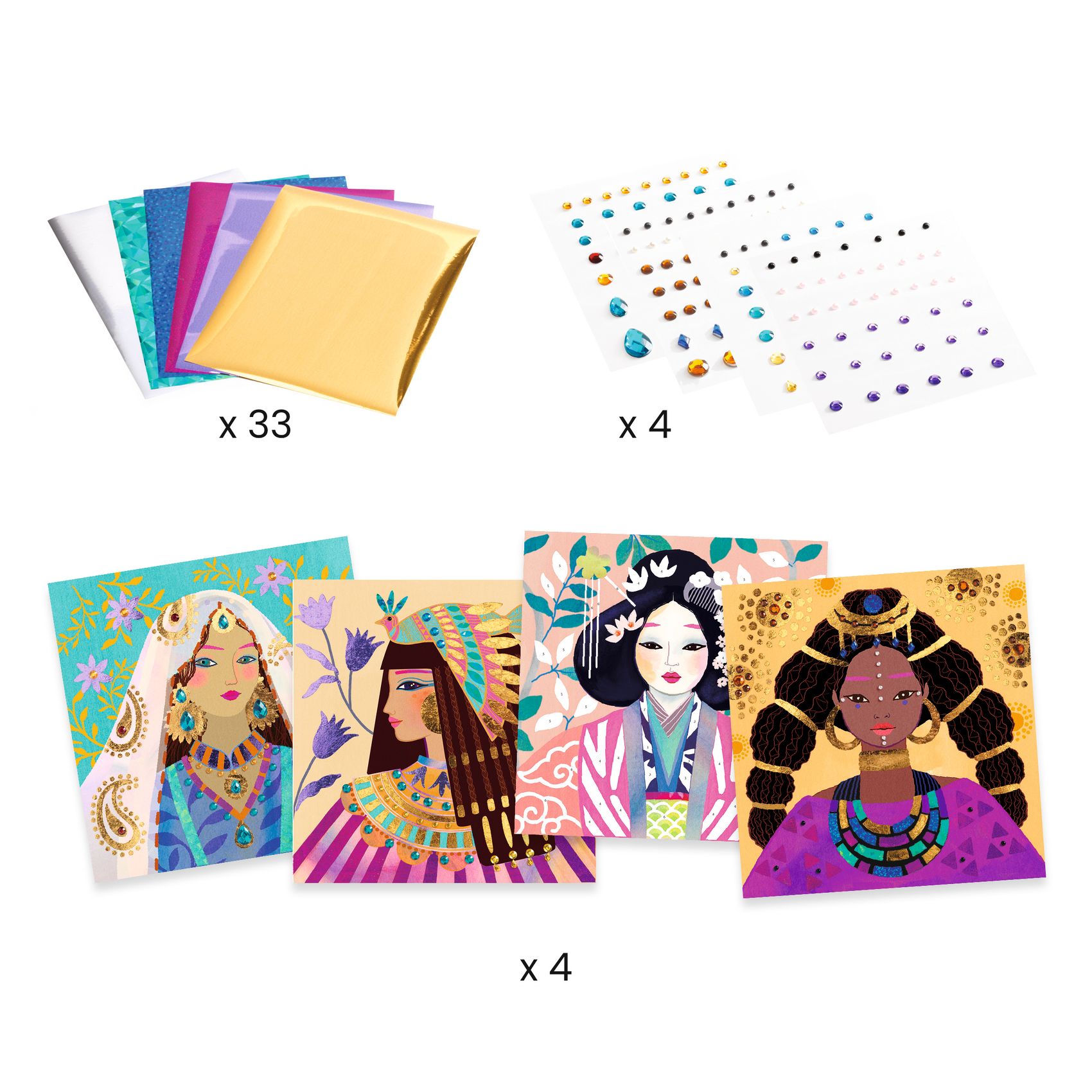 Djeco Foil Pictures Precious Jewels kit artistico foil dai 6 anni