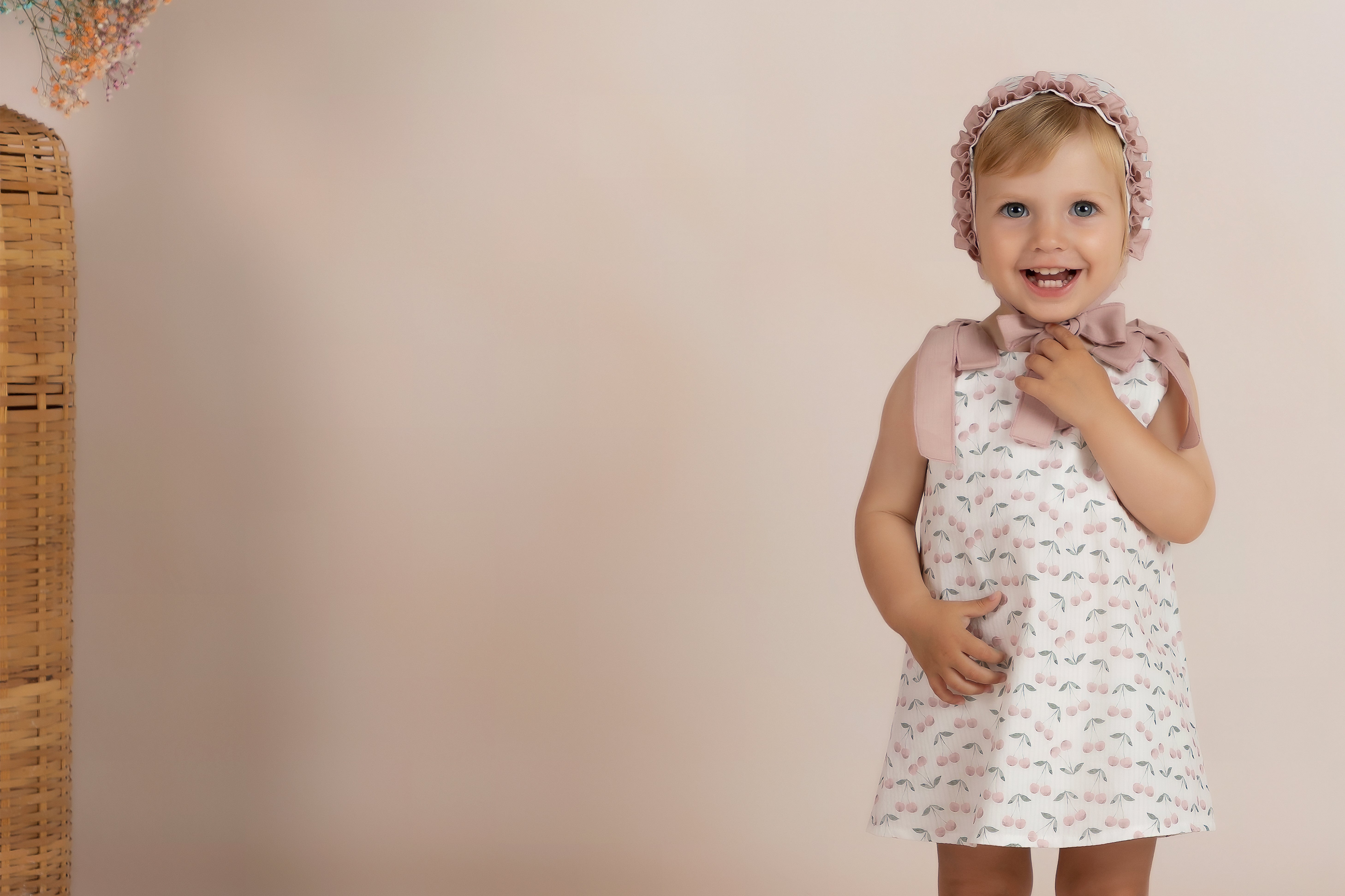 Mebi Ciliegie Fiocco Abito Bambina Cotone