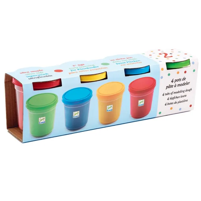 Djeco Pasta Modellabile Primari 4 Barattoli 140 g