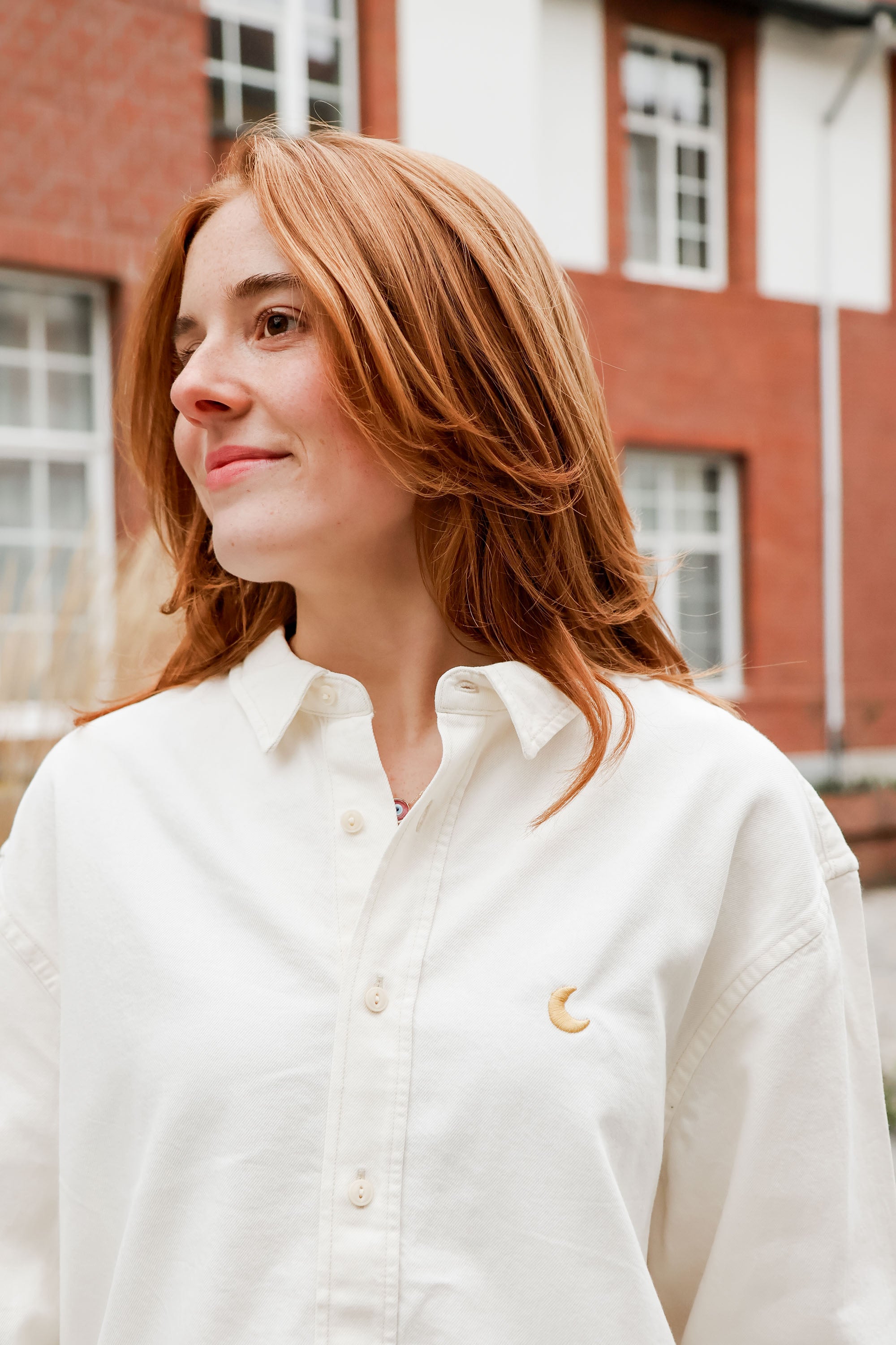 Ella and Rapha Moon camicia worker bianca in cotone