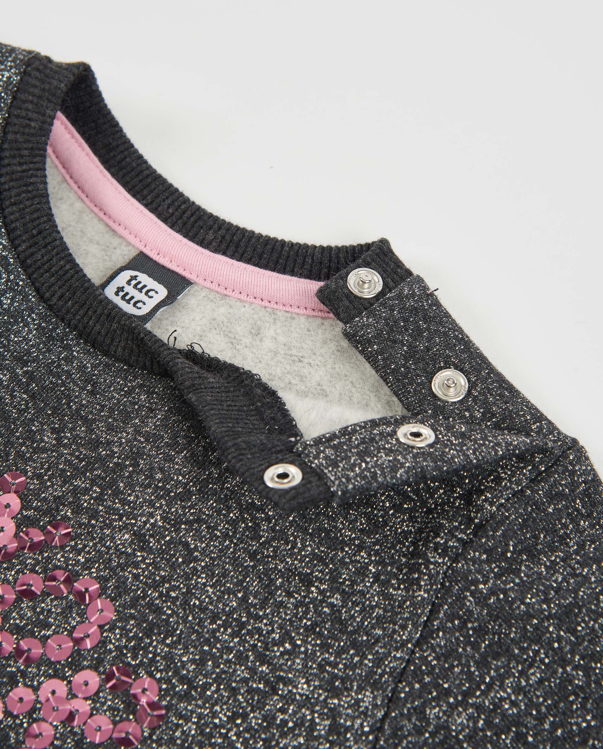 Tuc Tuc NY Fun vestito bambina grigio felpa paillettes tulle