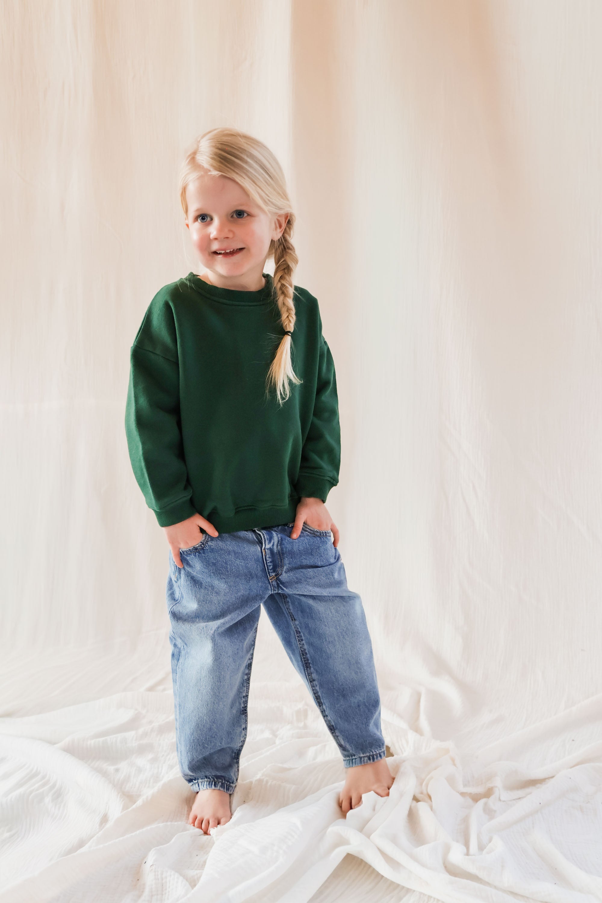 Ella and Rapha Club Love felpa verde bambina oversize