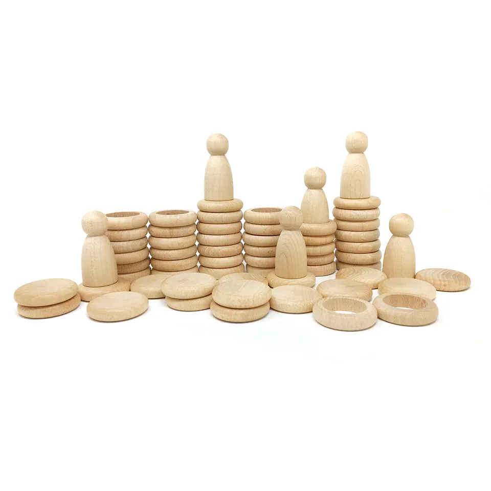Grapat Nins monete anelli gioco legno naturale