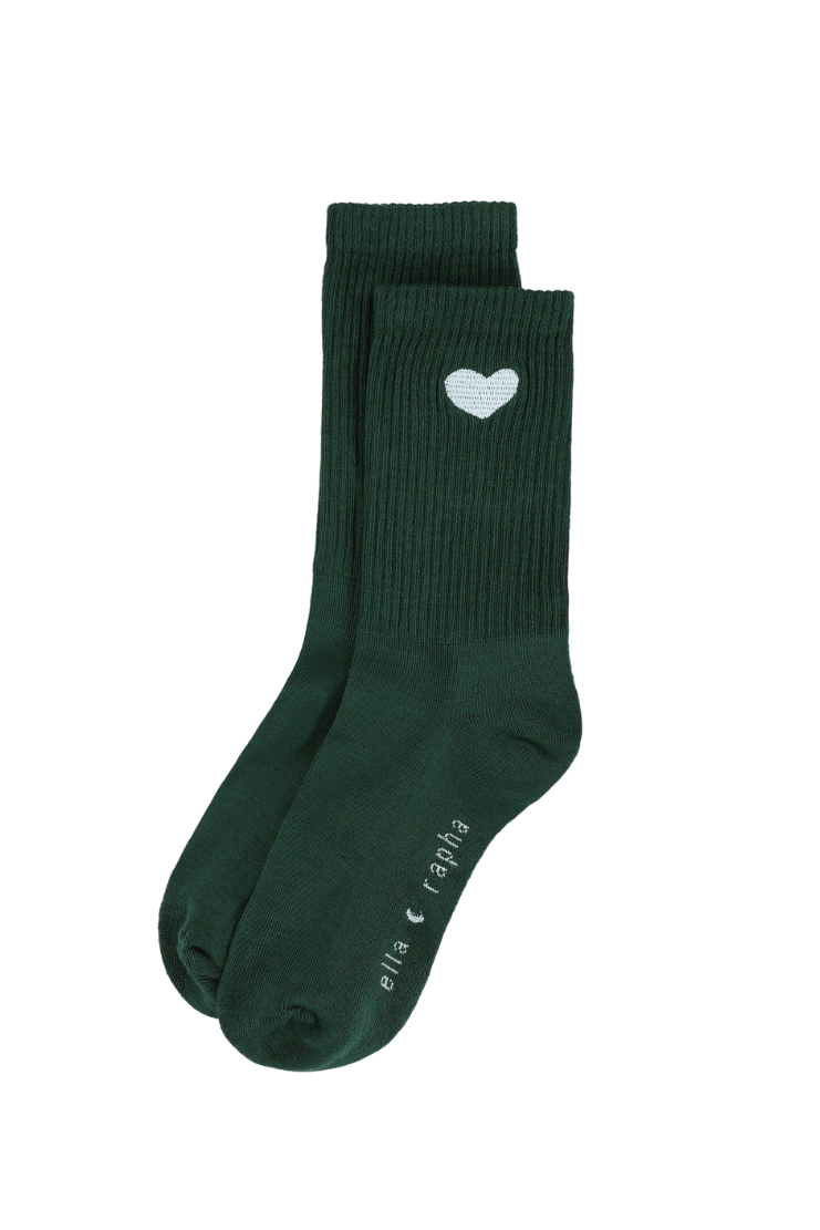Ella and Rapha Heart calzini verdi cuore cotone
