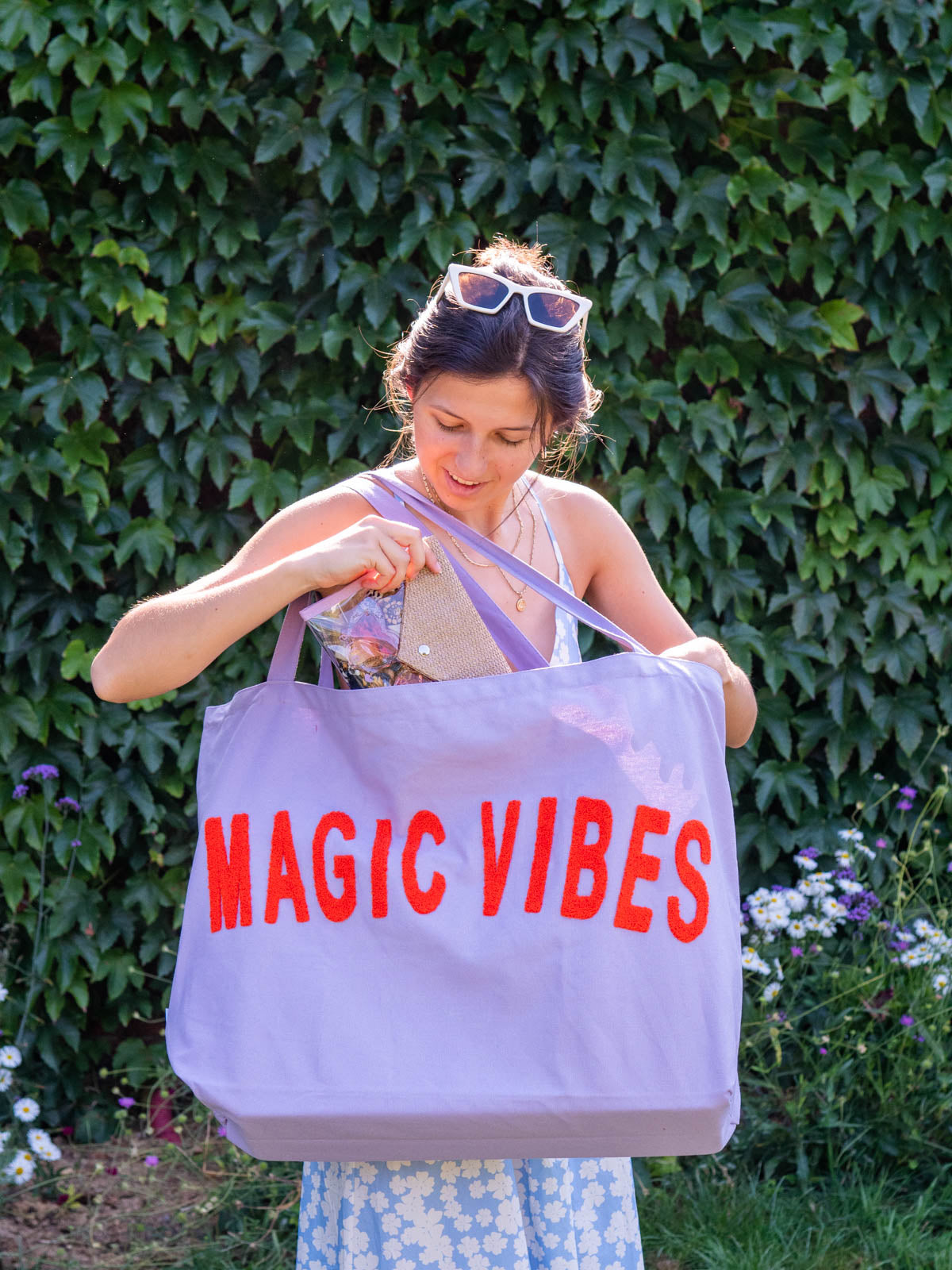 Ella and Rapha Magic Vibes borsa cabas lilla grande