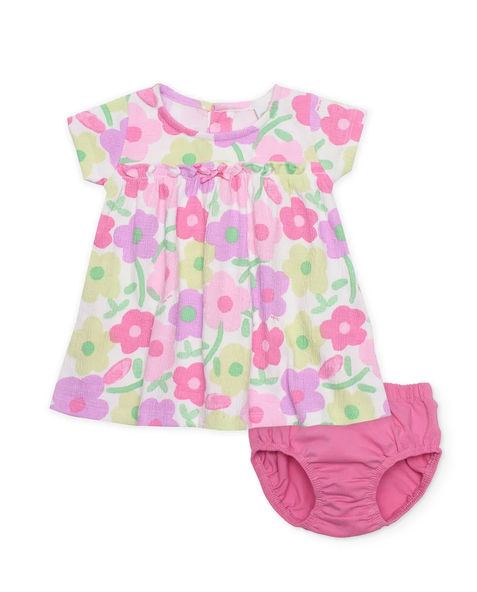 Tuc Tuc vestito neonata maglia floreale rosa con culotte