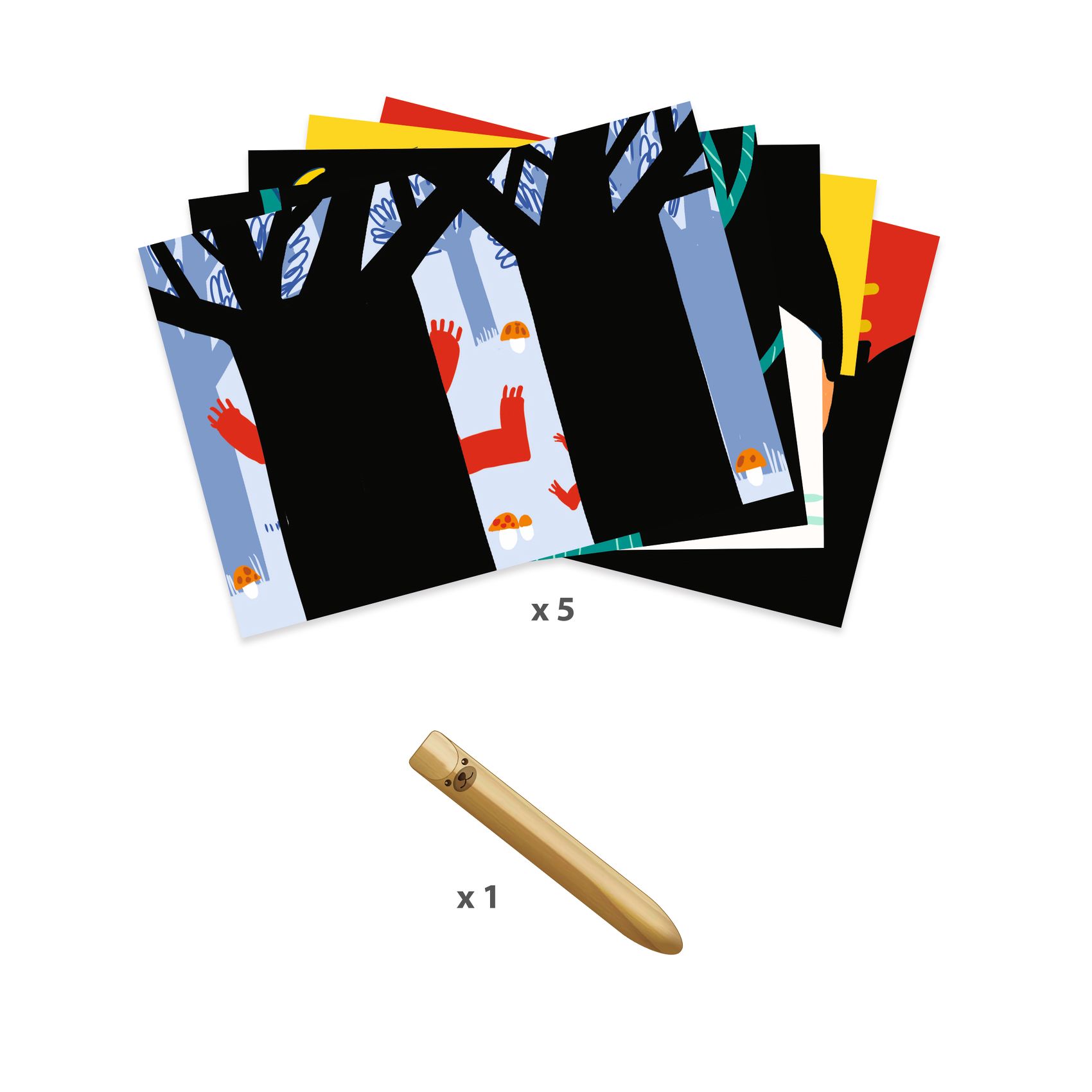 Djeco Animali set 5 carte da grattare prima età