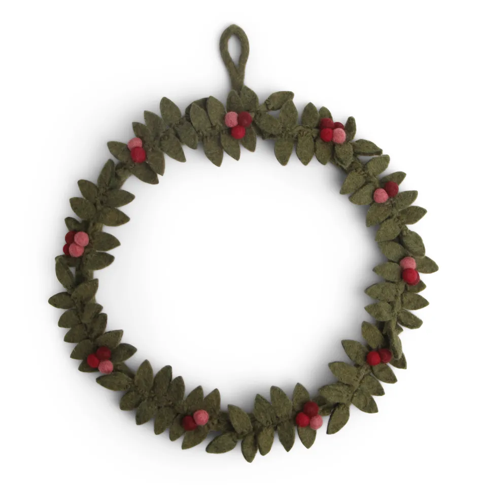Gry & Sif Ghirlanda Bacche 30 cm ghirlanda feltro lana Natale