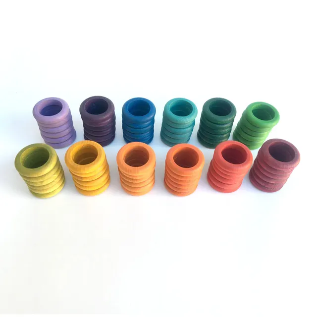 Grapat Anelli Arcobaleno costruzioni legno 72 pezzi 4,7 cm