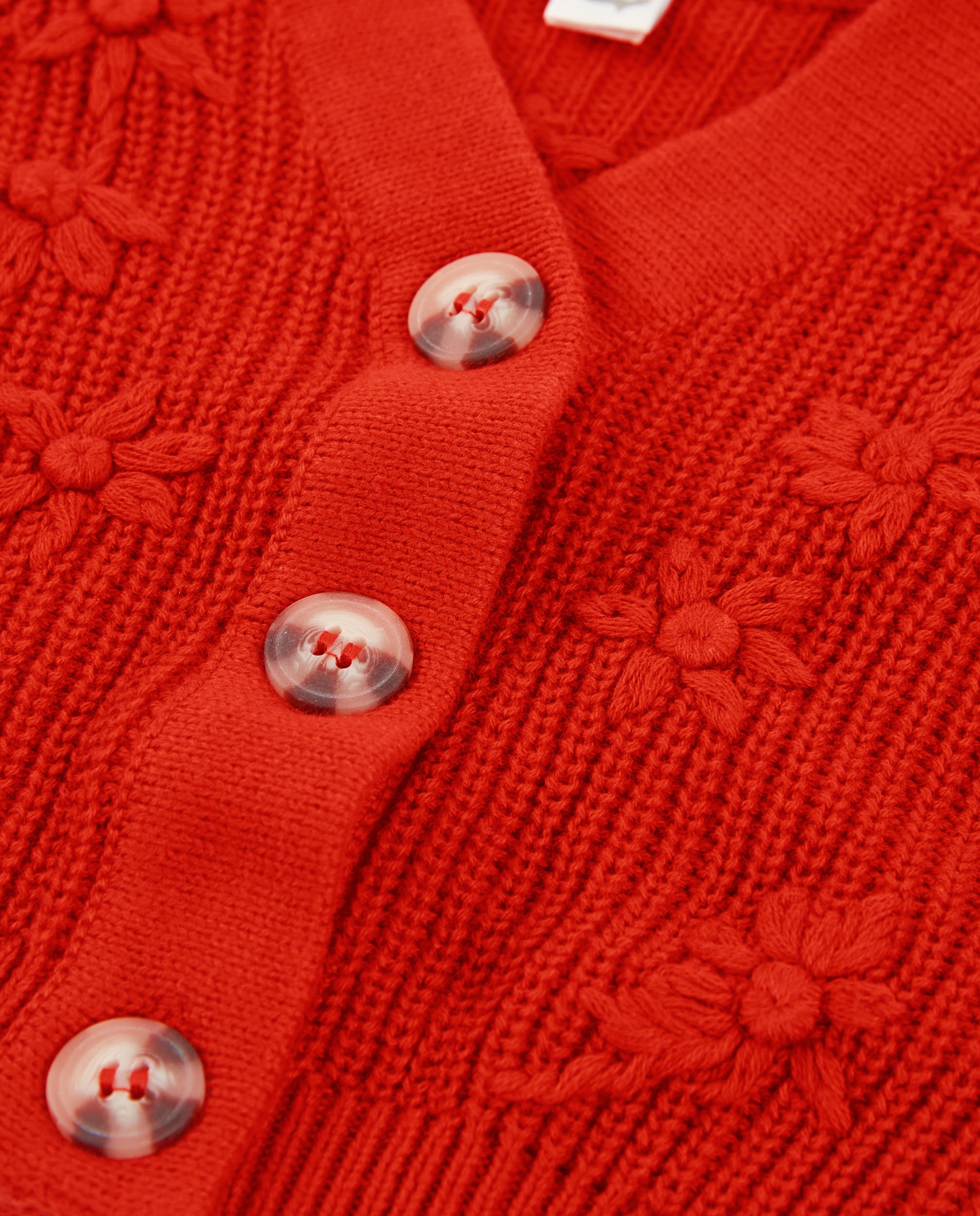 Tuc Tuc cardigan maglia bambina fiori in rilievo rosso