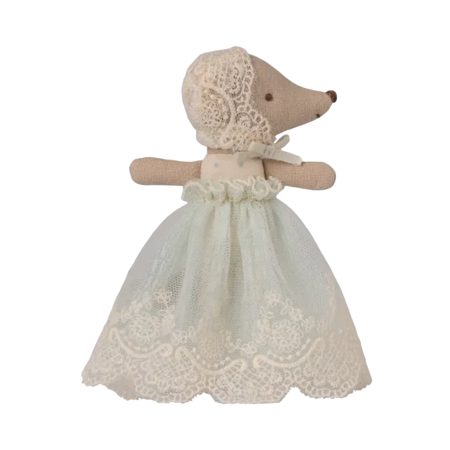 Maileg Topo bebè abiti cerimonia menta peluche 11 cm