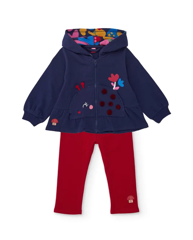 Tuc tuc Good Wood tuta felpa bambina blu marino con leggings