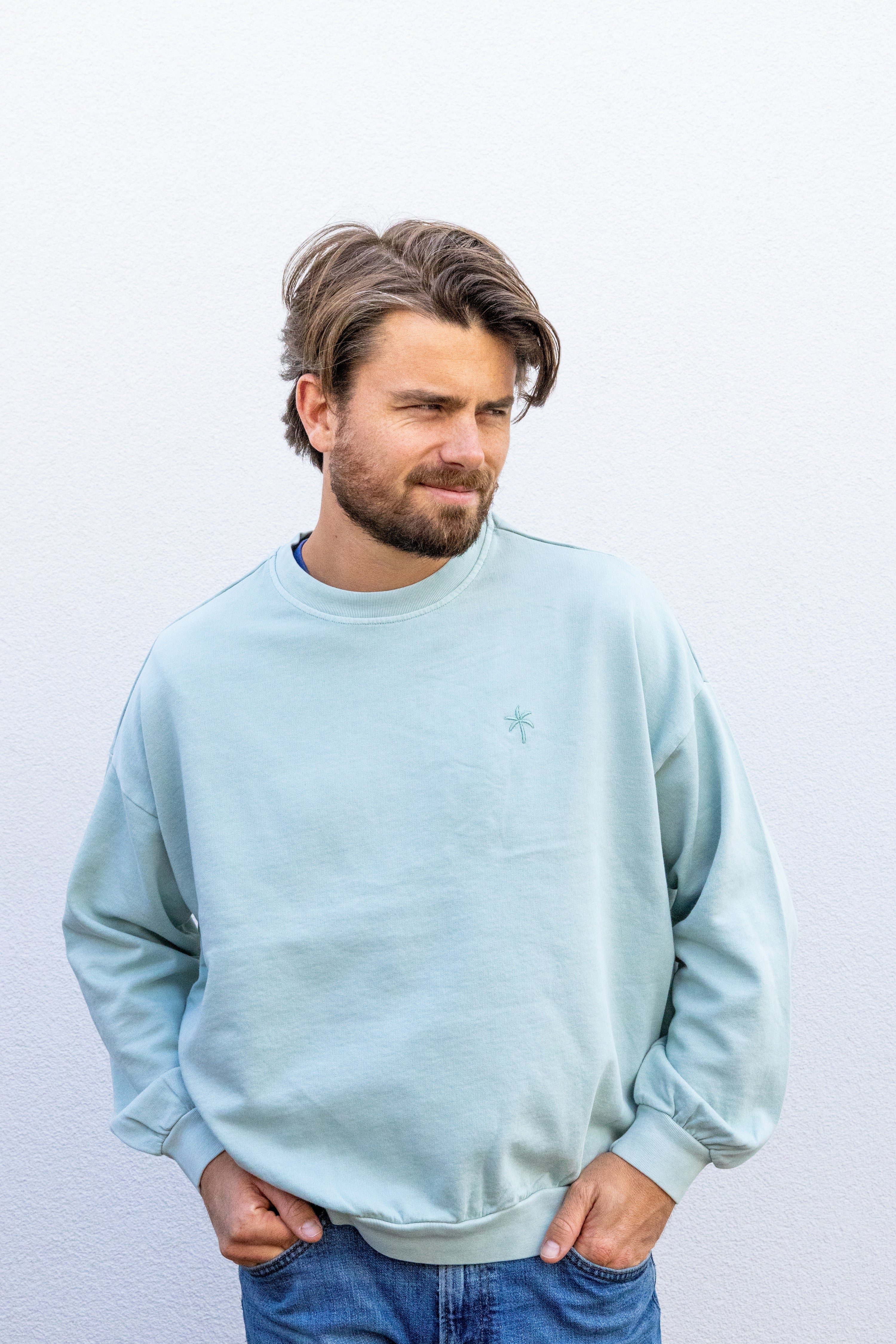 Ella and Rapha Palmtree felpa uomo blu loose cotone