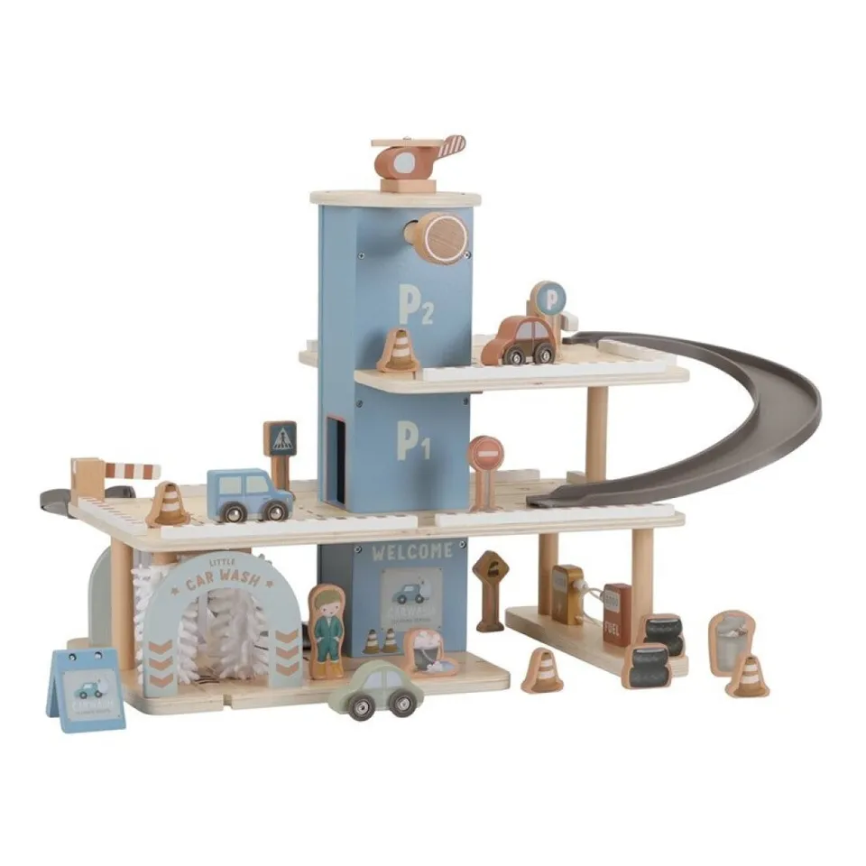 Little Dutch garage parcheggio in legno con veicoli