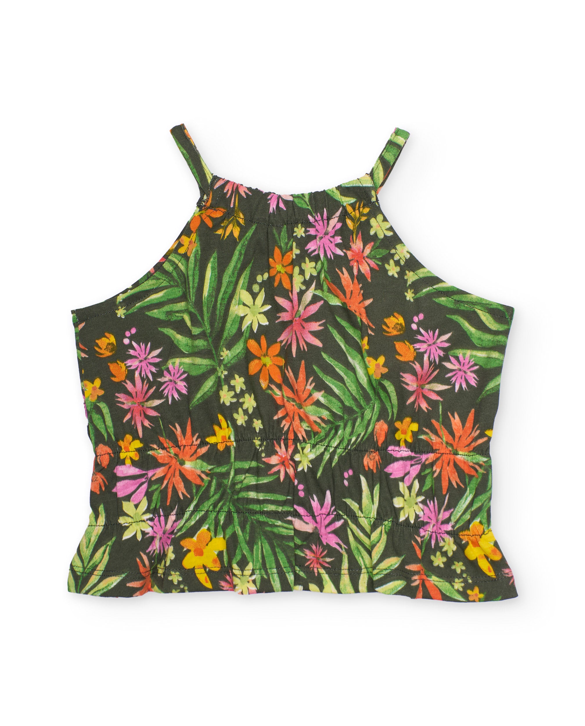 Tuc Tuc top bambina verde fiori con arricciatura