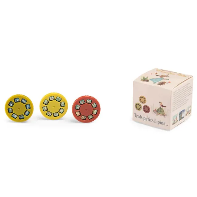 Moulin Roty Trois Petits Lapins 3 dischi storie torcia dai 4 anni