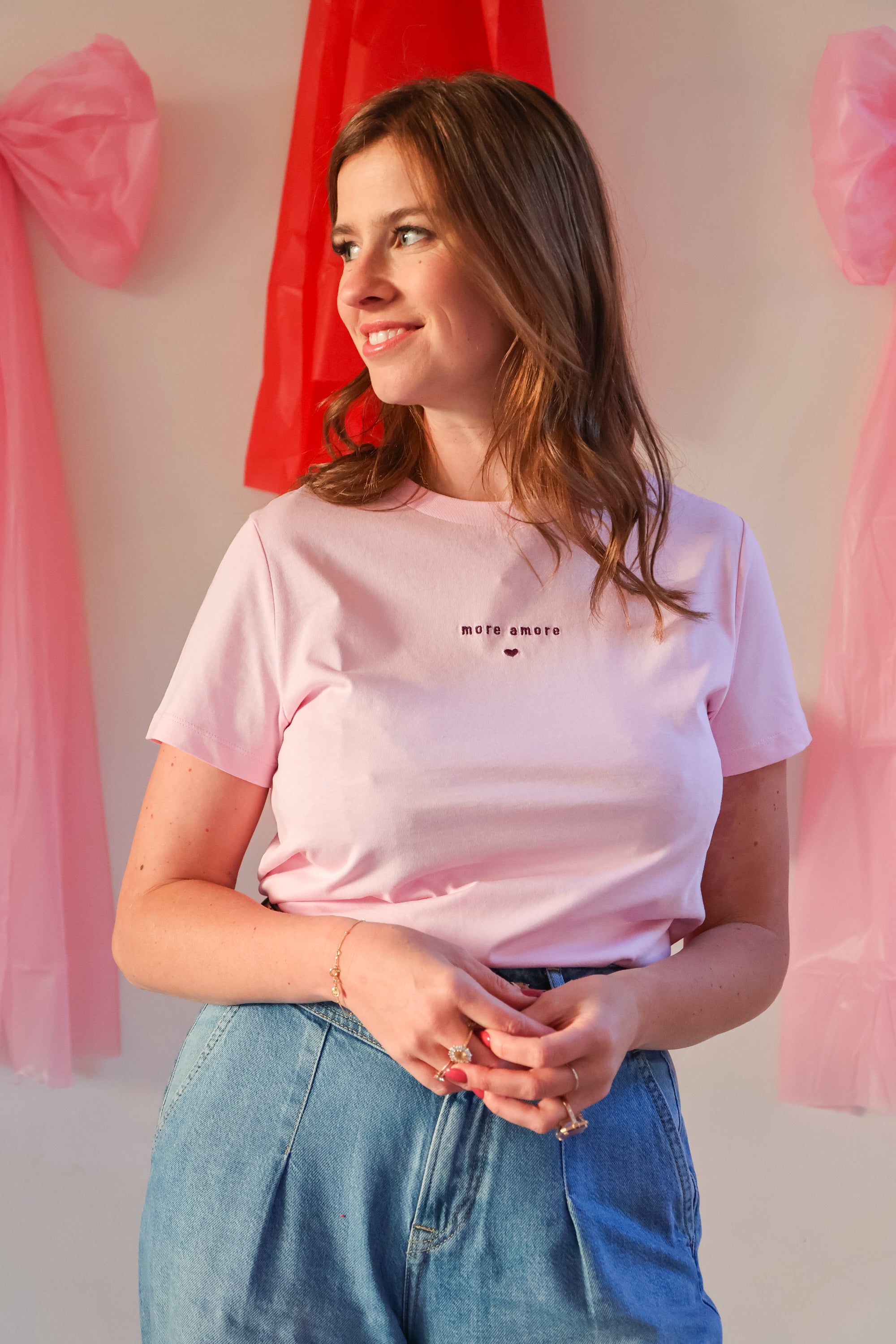 Ella and Rapha More Amore maglietta cotone rosa donna