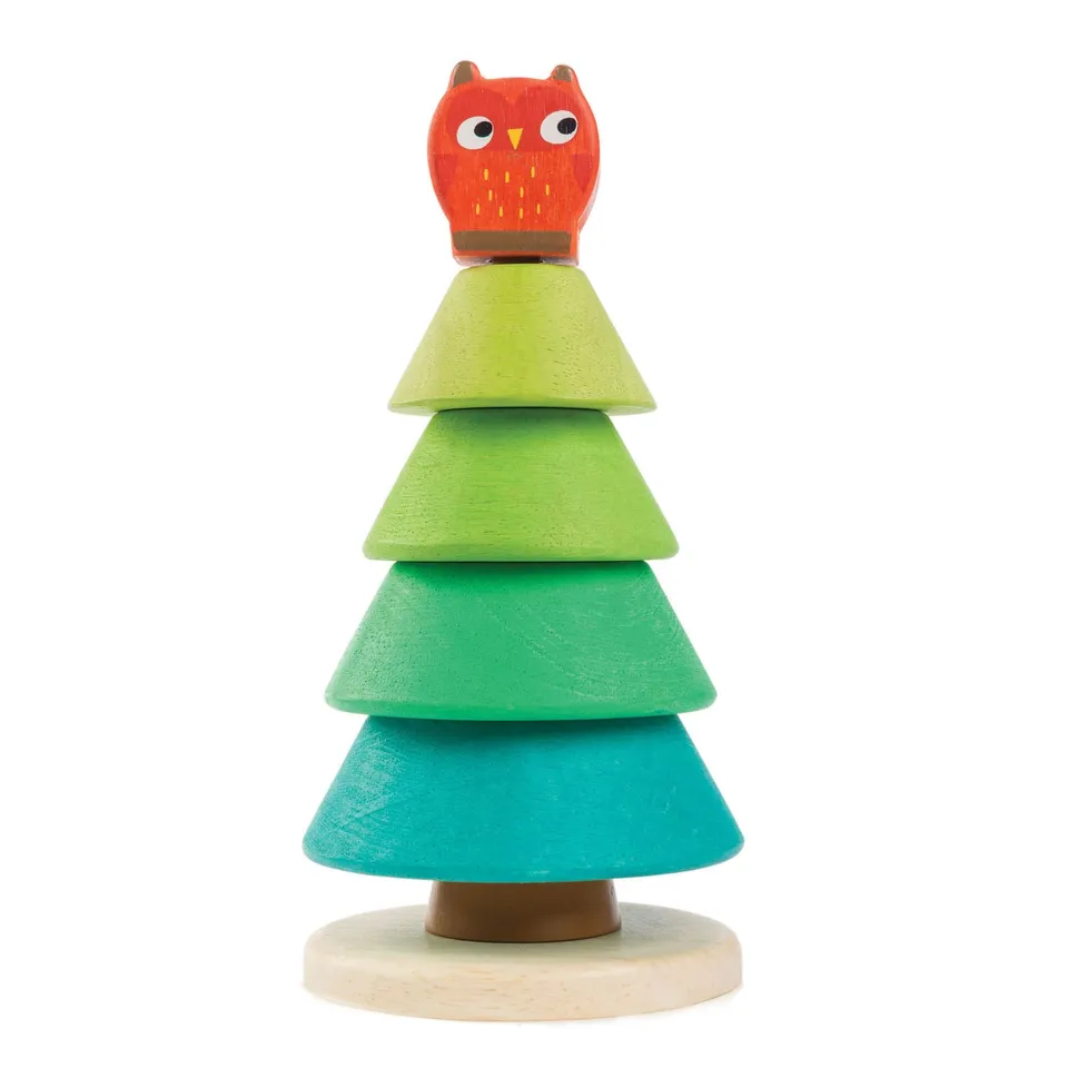 Tender Leaf Albero gioco impilabile legno con gufo