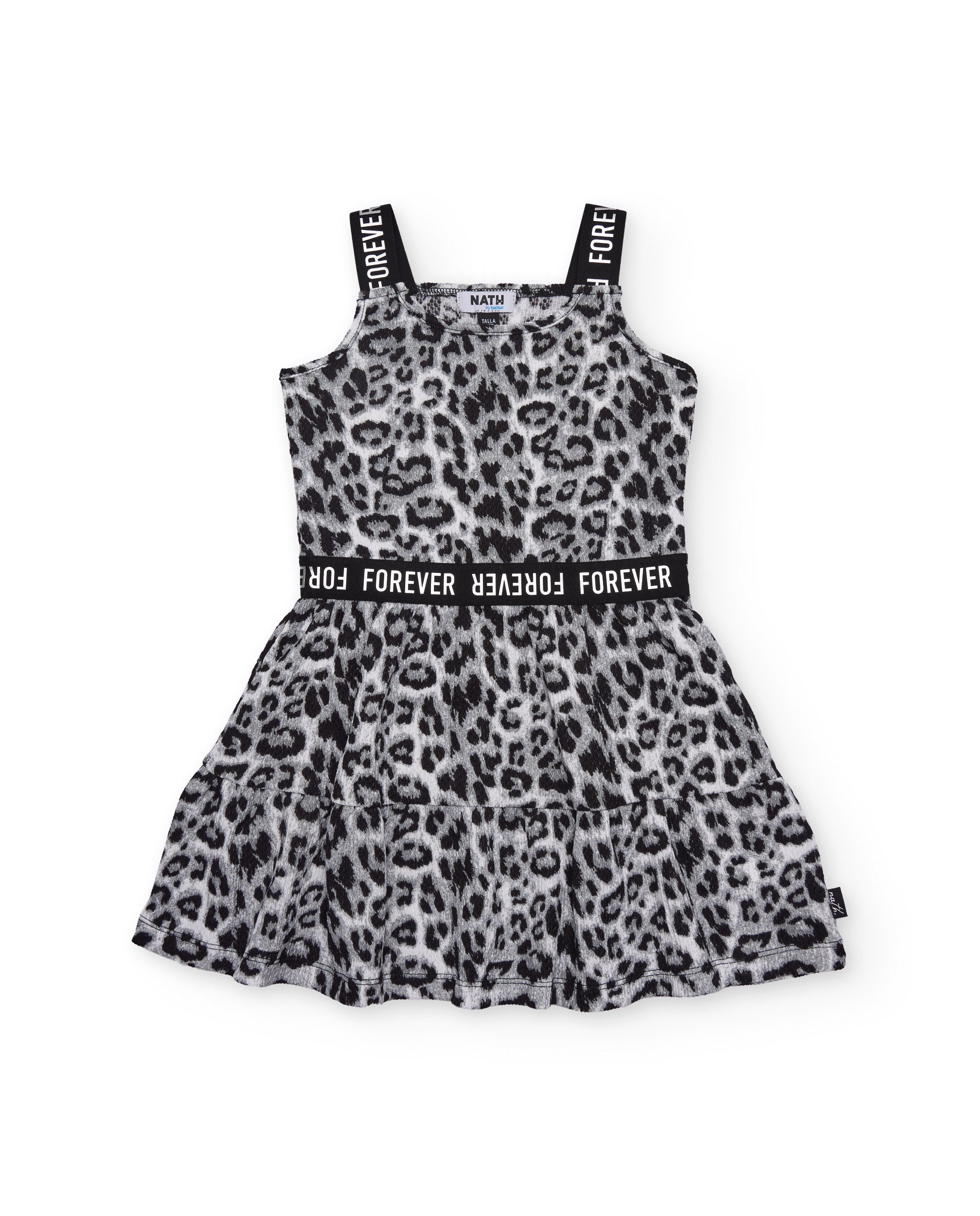 Tuc Tuc vestito bambina nero animalier bretelle elastiche