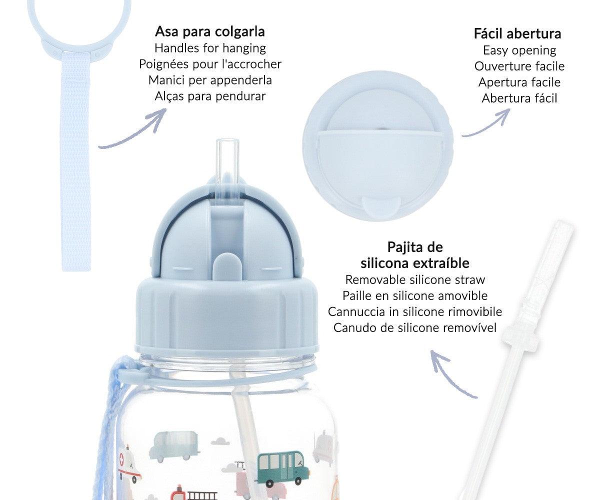 Tutete Coches borraccia bambini 500 ml con cannuccia