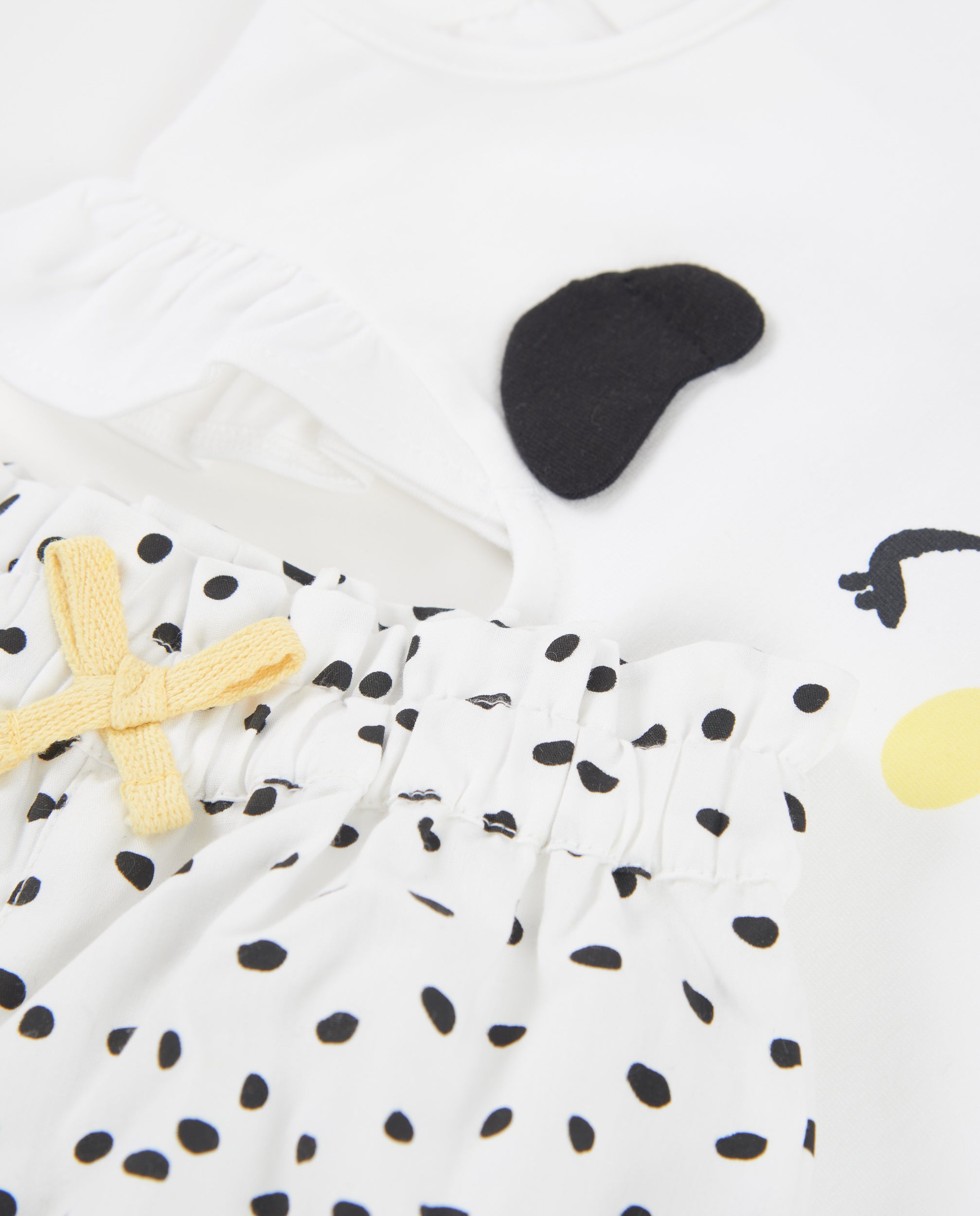 Tuc Tuc completo neonata pois maglietta shorts bianco