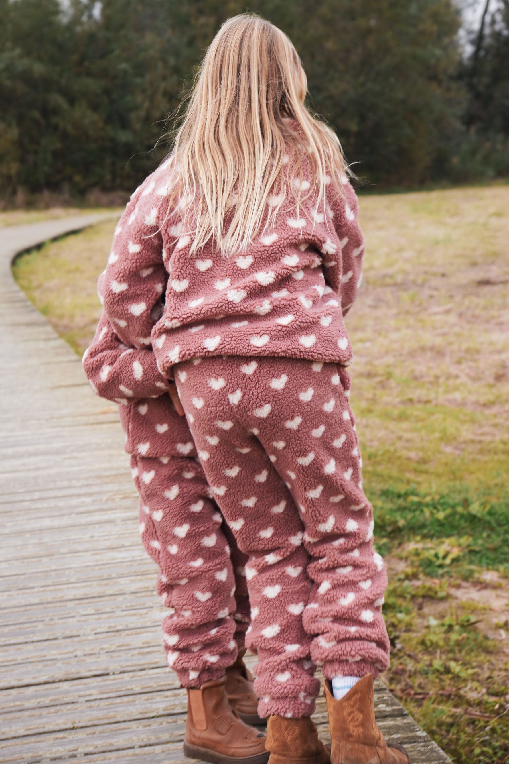 Ella and Rapha Teddy Heart pantaloni bimba rosa beige