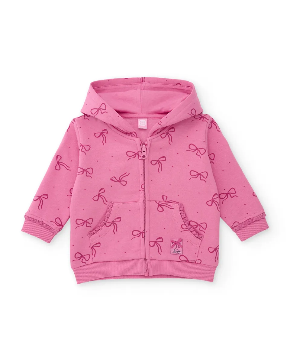 Tuc tuc felpa bambina zip rosa fiocchi