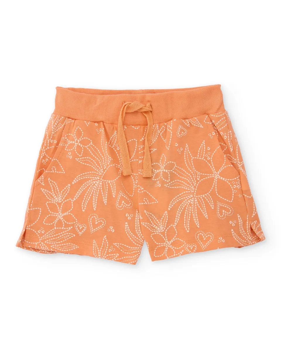 Tuc Tuc shorts bambina arancione fantasia floreale