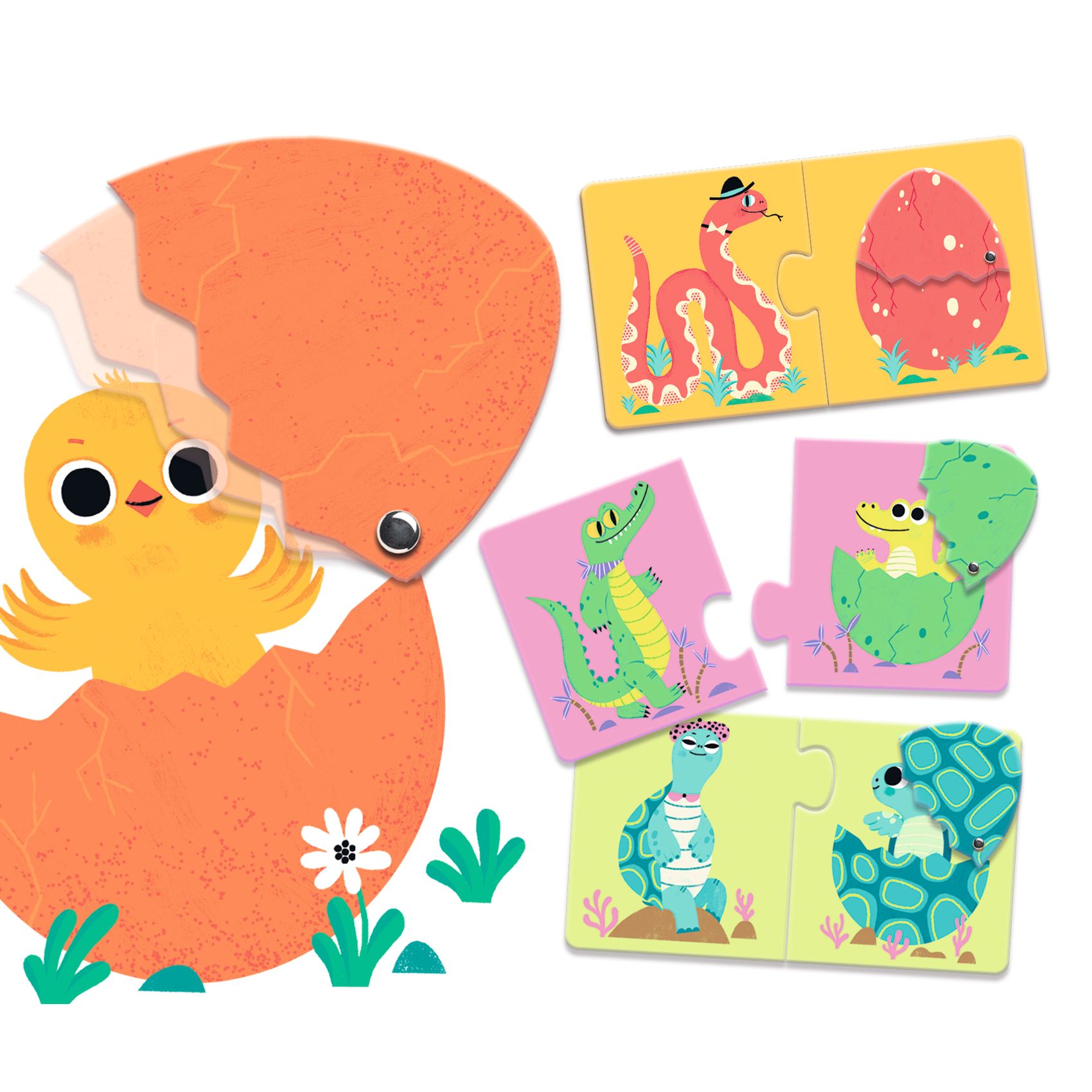 Djeco Funny Eggs Duo puzzle uova animali dai 2 anni FSC