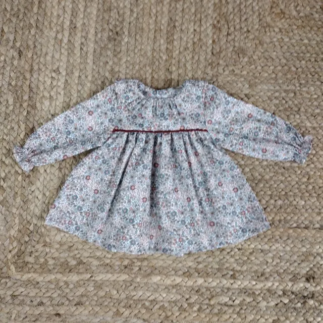 Mebi fiori vestito bambina corto granate cotone