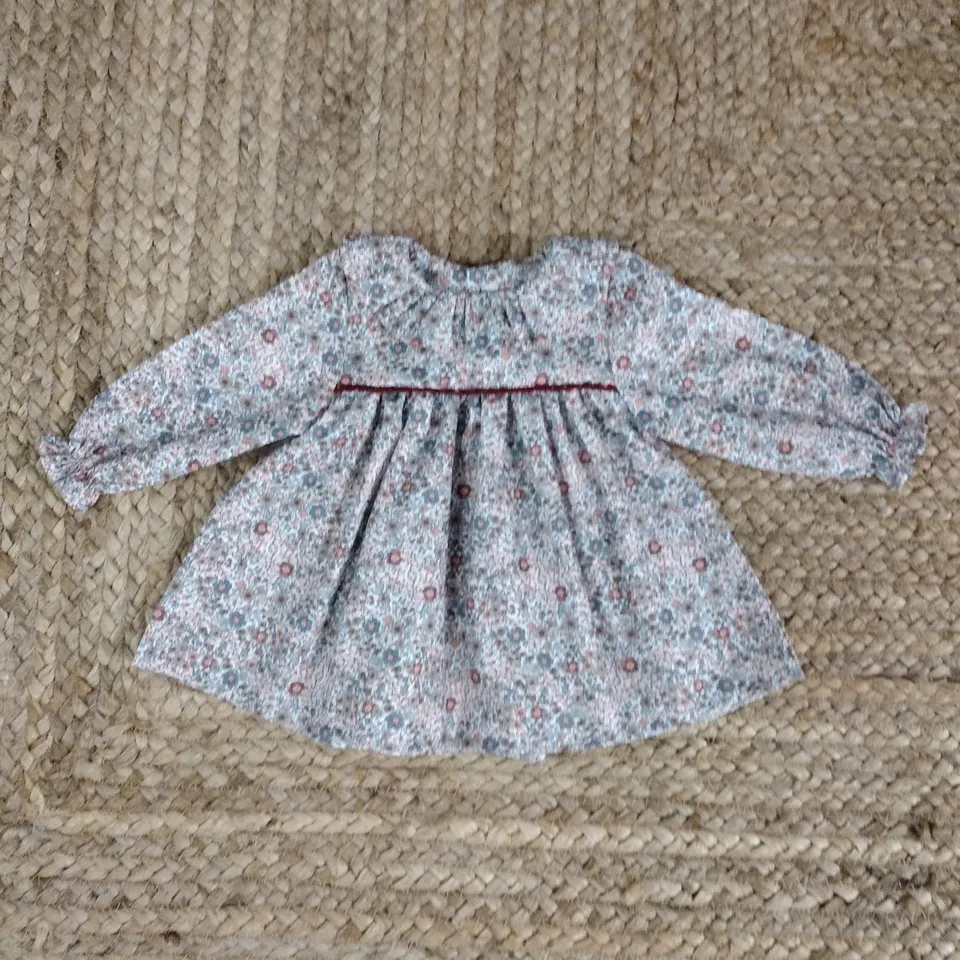 Mebi fiori vestito bambina corto granate cotone