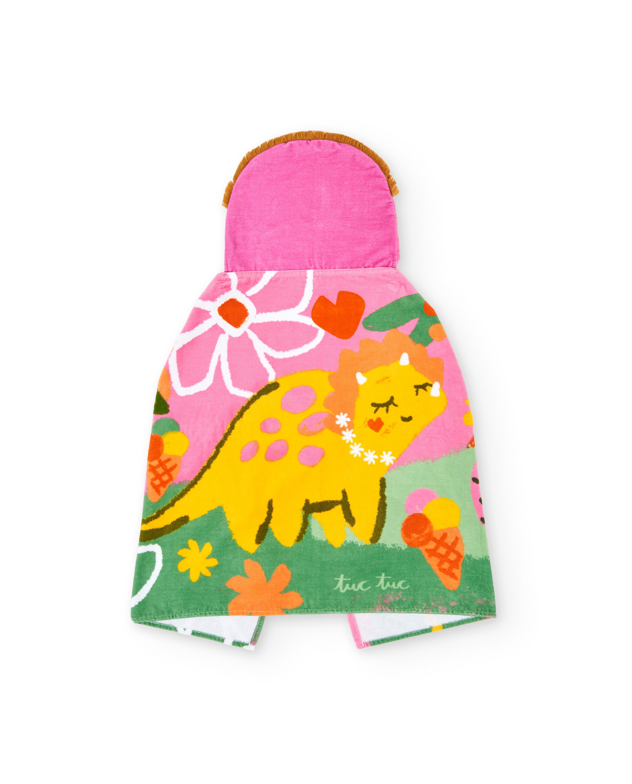Tuc Tuc poncho mare bambina rosa con cappuccio