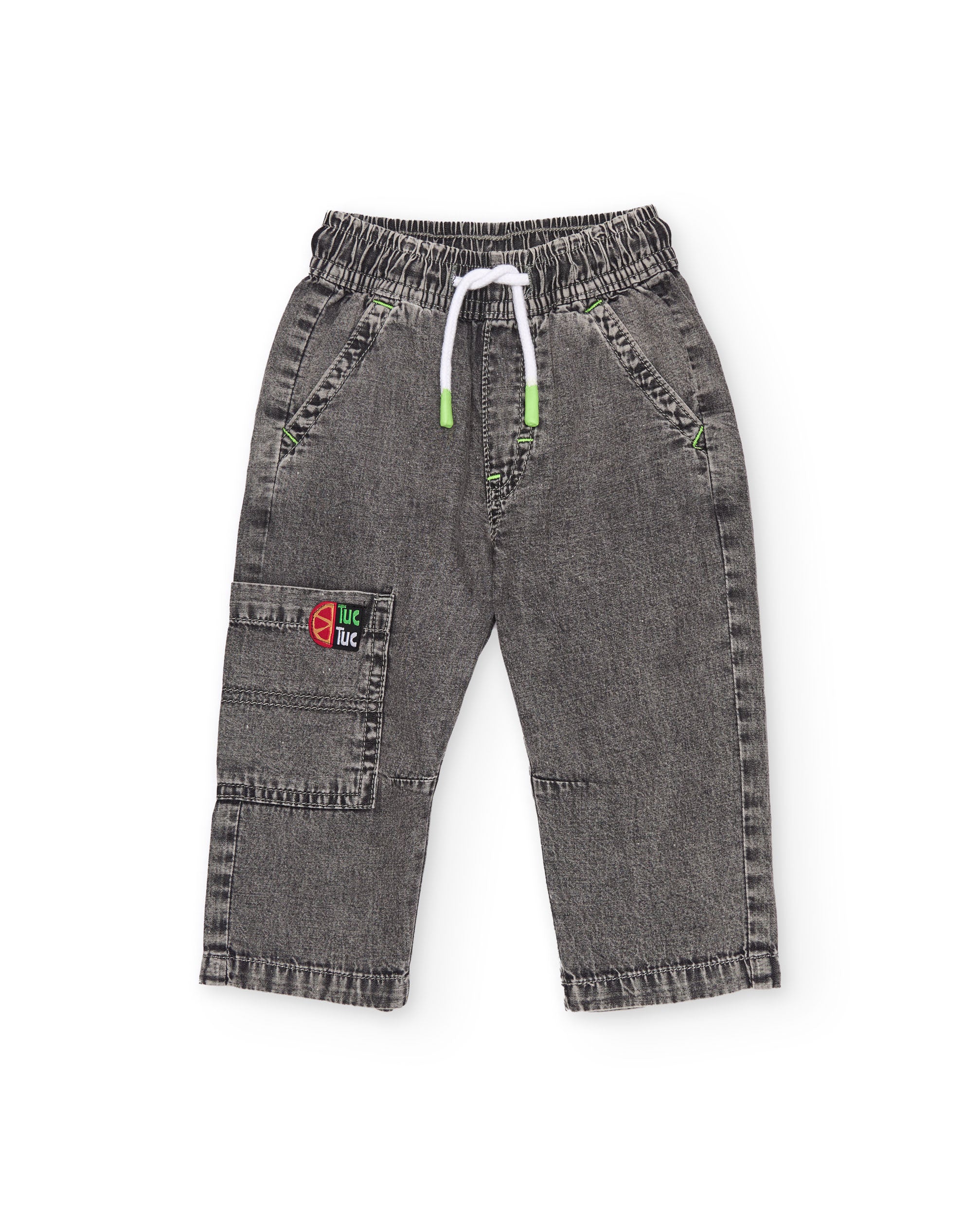Tuc Tuc pantaloni bimbo grigi denim tasca cargo