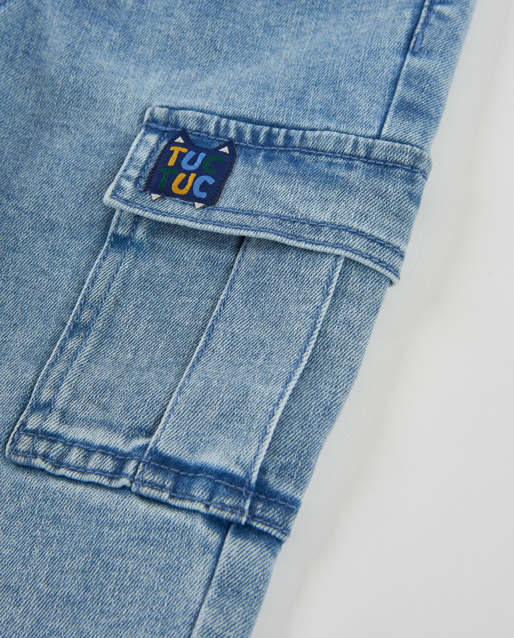 Tuc tuc jeans bambino cargo denim blu vita elasticizzata